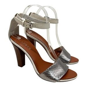 Lauren Ralph Lauren Leah Leather Snakeskin High Heel Pumps Sandals Women’s 7.5